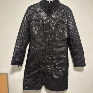 Zapa Paris Long Black Puffer Coat in FR 42 with Cinced Waist